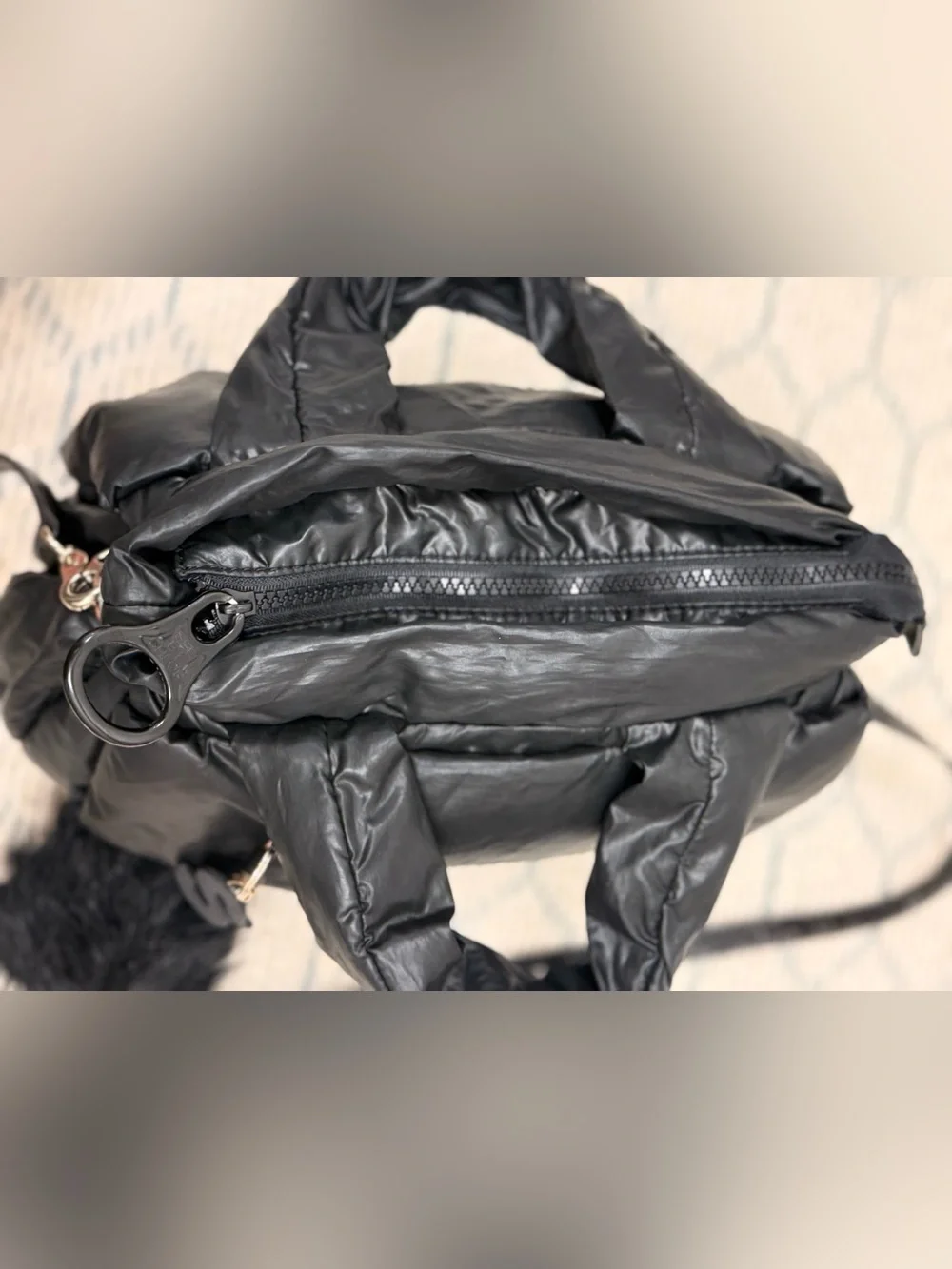 SEE BY CHLOE Y2K “Joy Rider” Black Puffy Nylon 2-Way Crossbody Bag W/ Charms